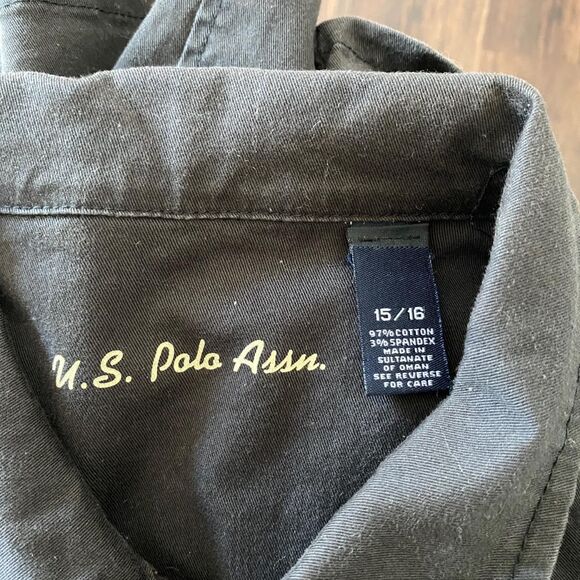 U.S Polo Assn Early 2000's Black Cotton Utility Gorpcore Buckle Mini Dress XL 16 - Picture 6 of 7